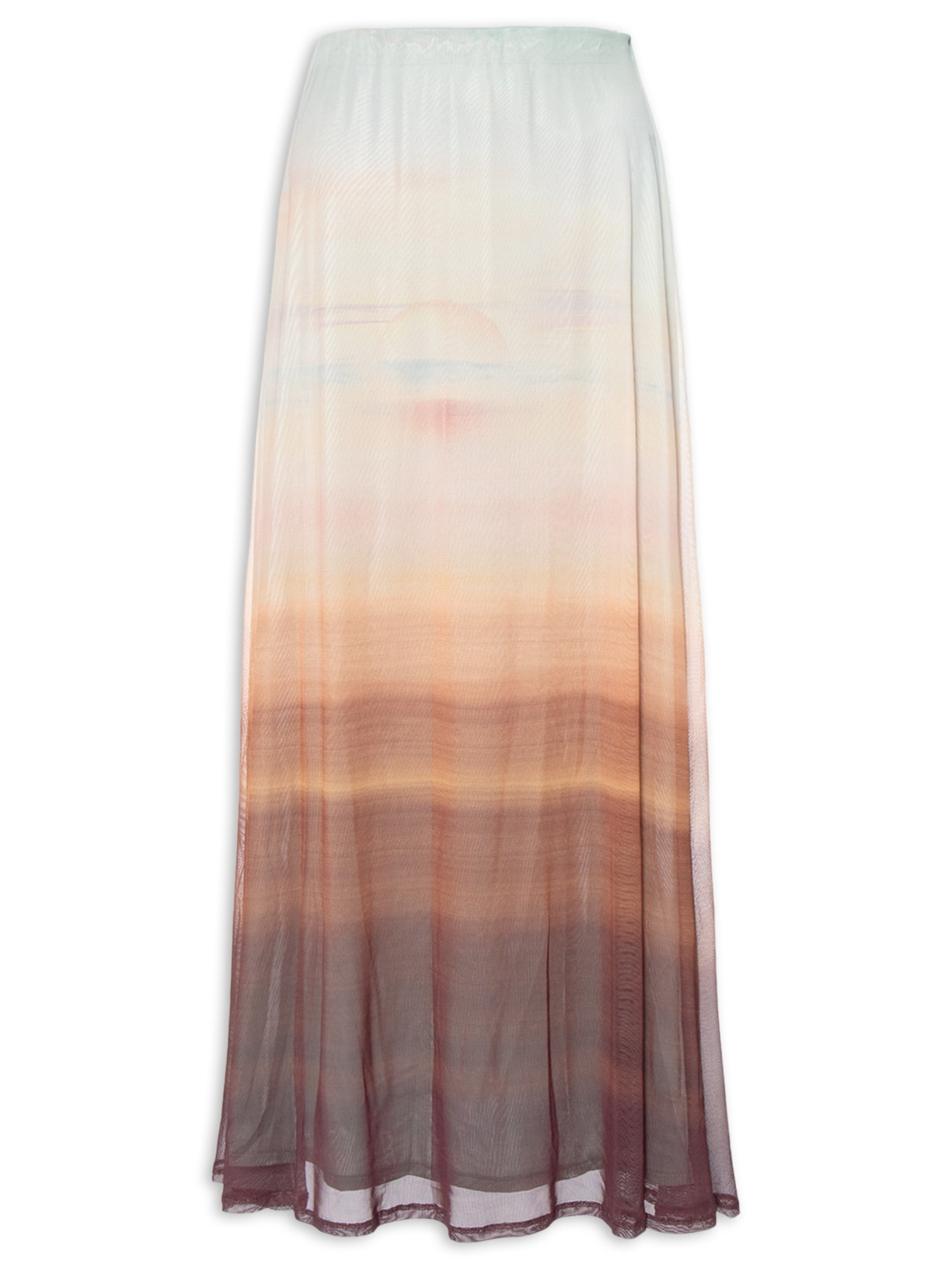 Saia Tule Estampa Pôr Do Sol Azul Dress To