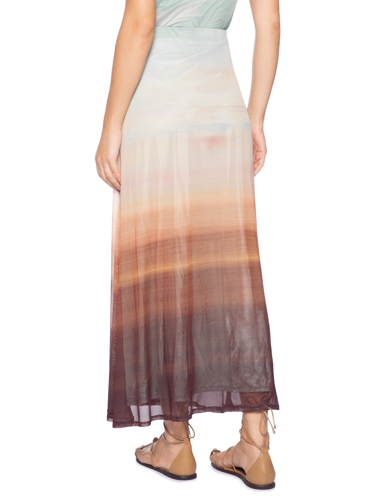 Saia Tule Estampa Pôr Do Sol Azul Dress To