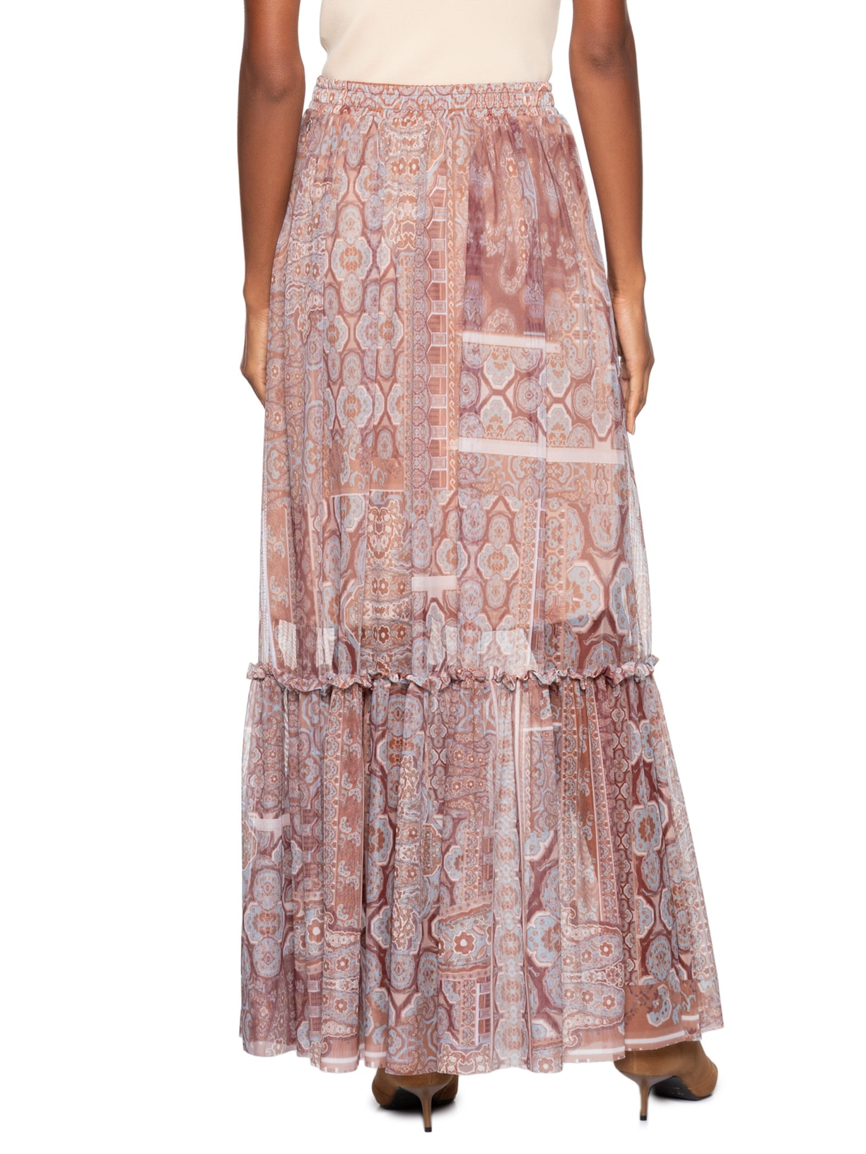 Saia Tule Paisley Marrom Le Lis