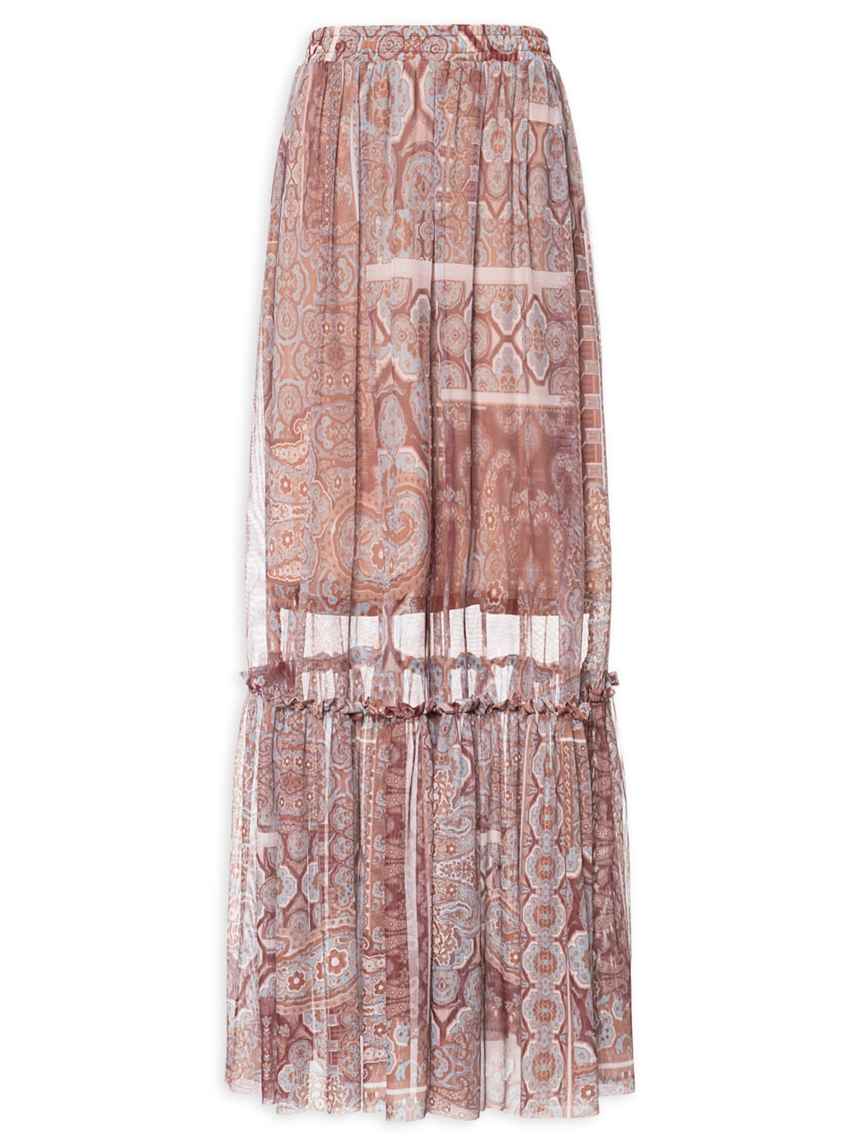 Saia Tule Paisley - Marrom