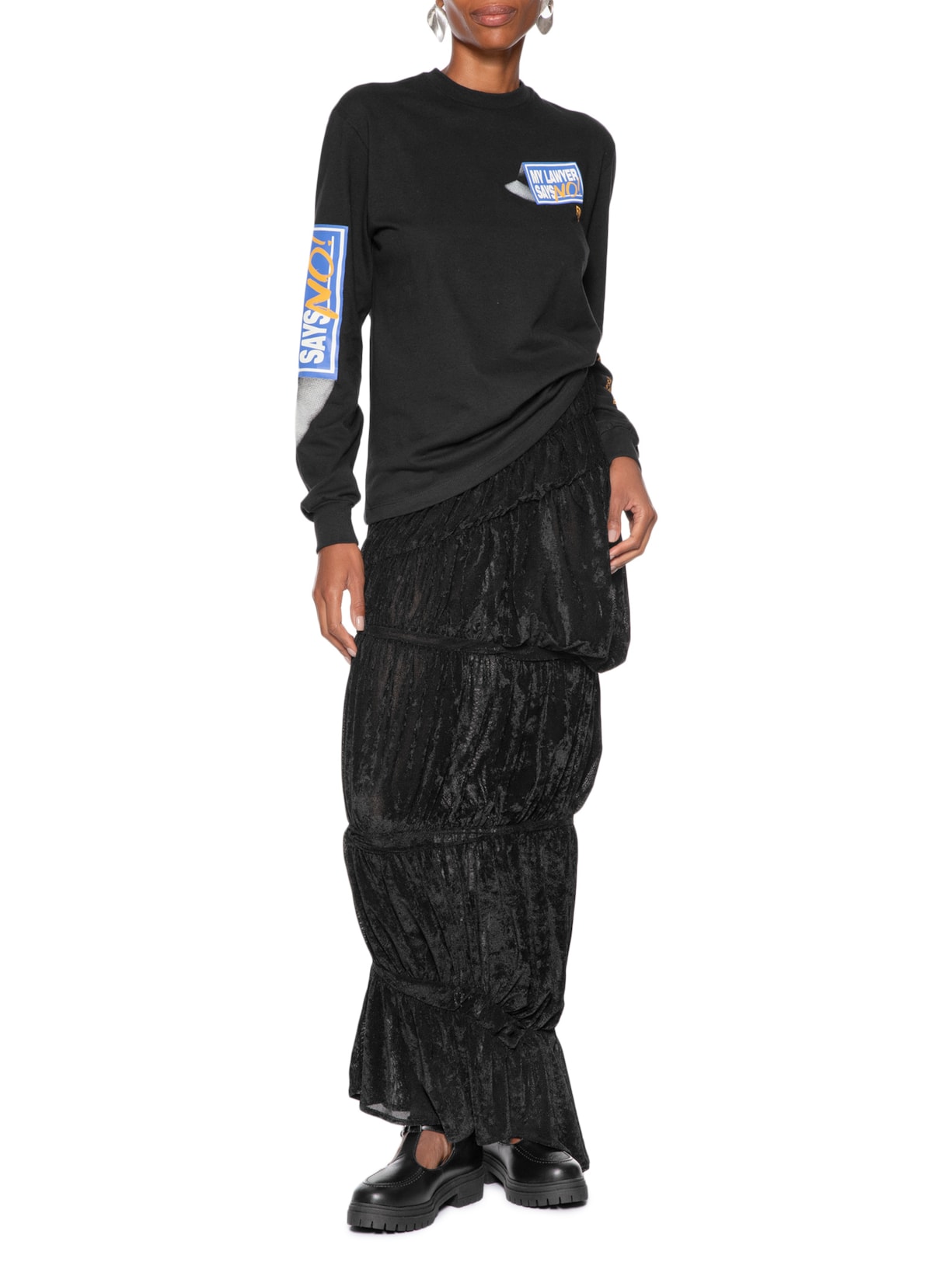 Saia Velour Preto Francesca