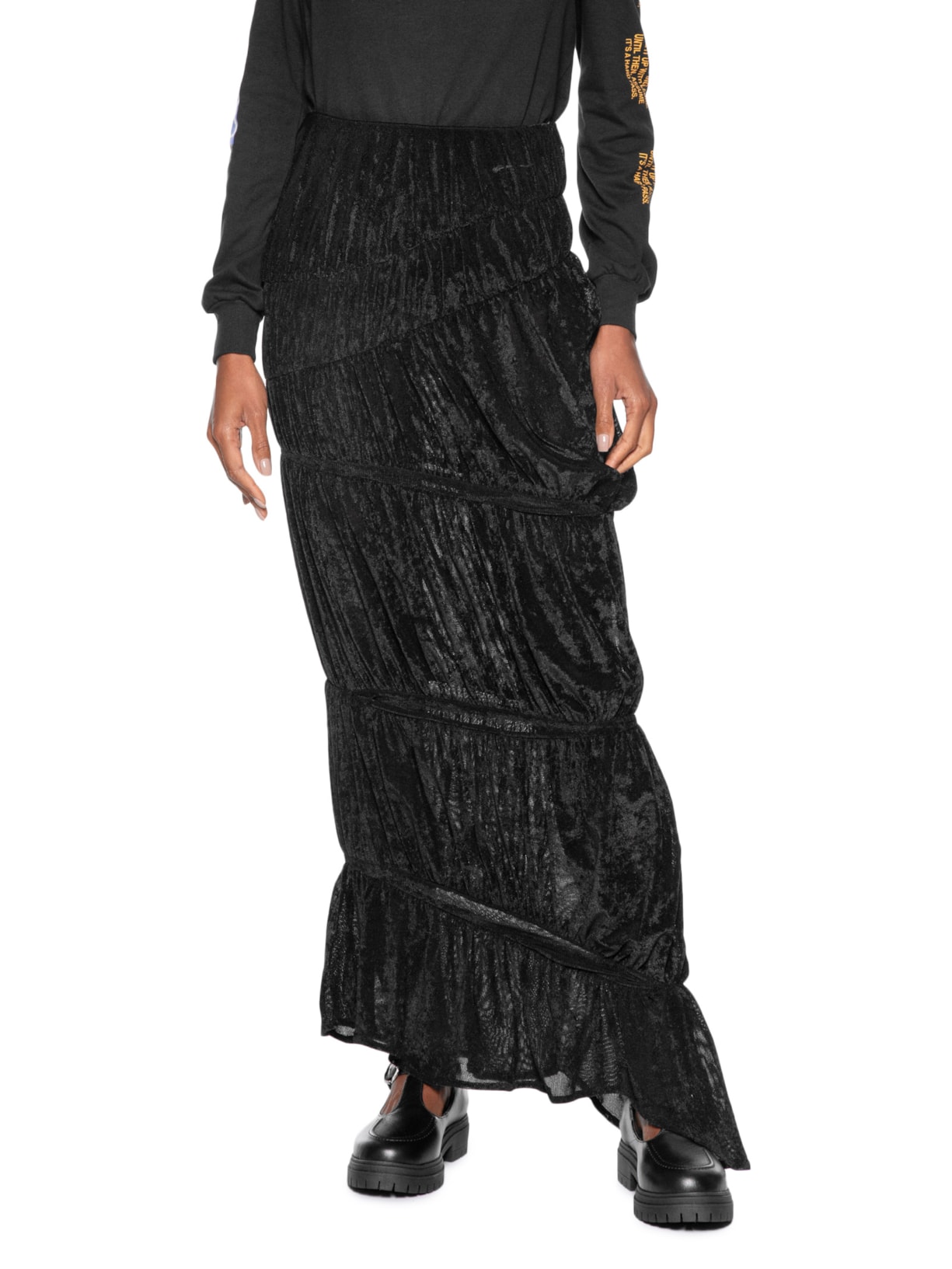 Saia Velour Preto Francesca