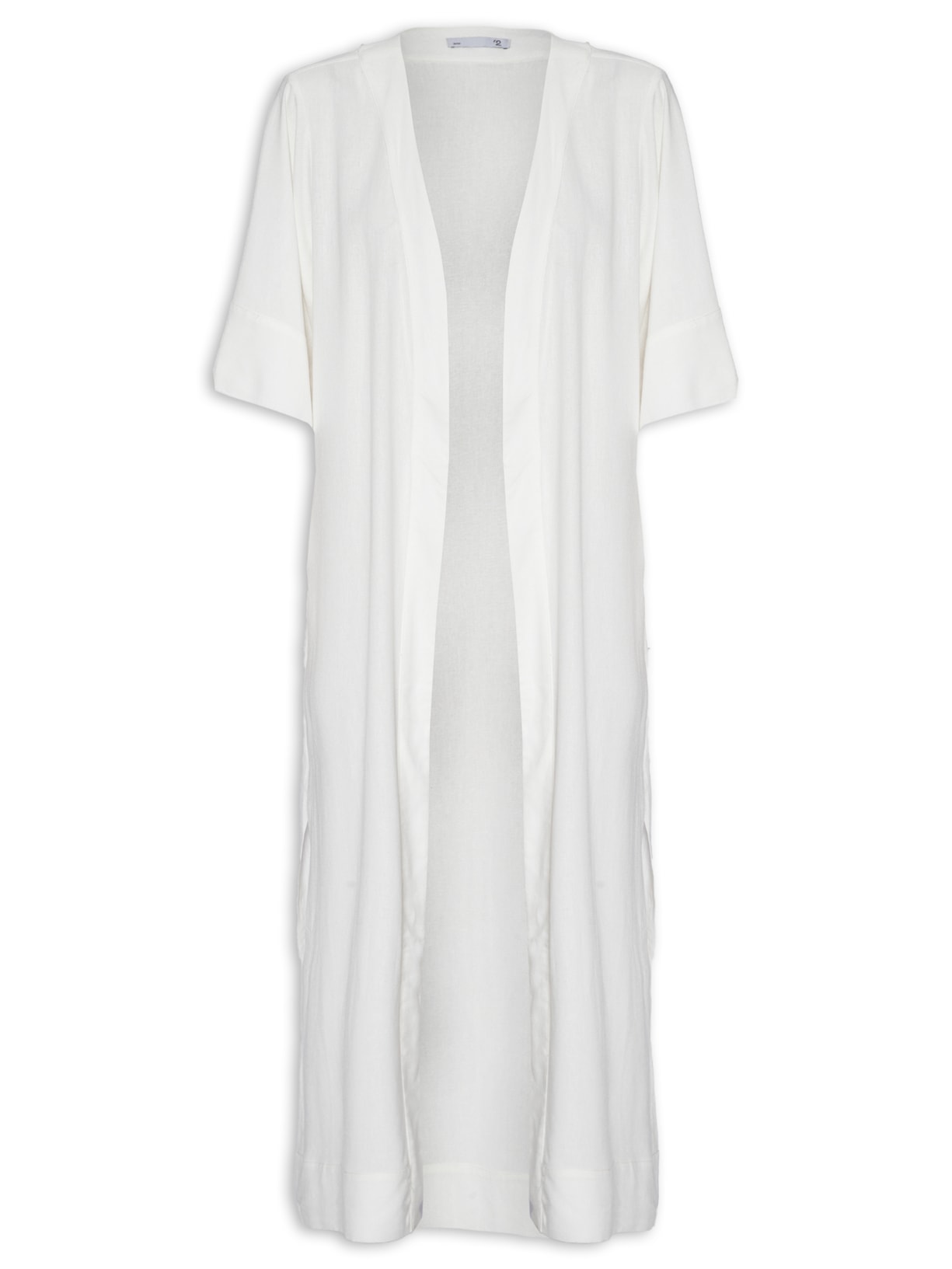 Saída De Praia Feminina Com Fenda Linho - Branco