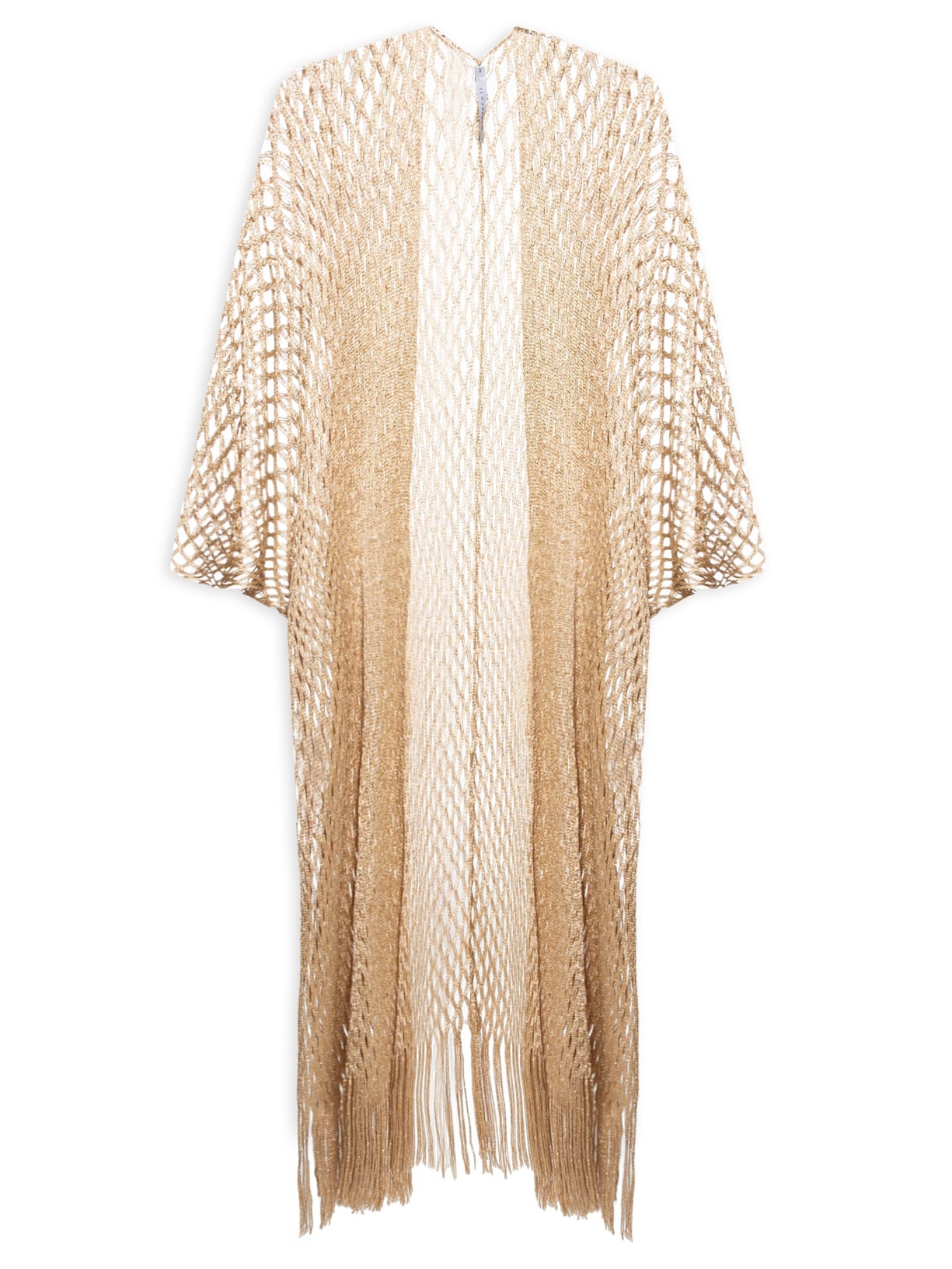 Saída De Praia Kimono Em Tricot - Dourado