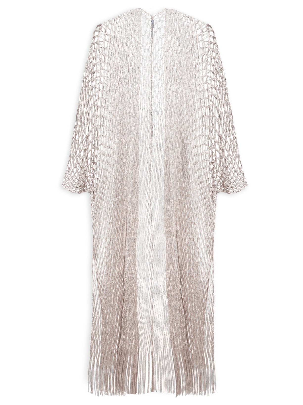 Saída De Praia Kimono Em Tricot - Prata