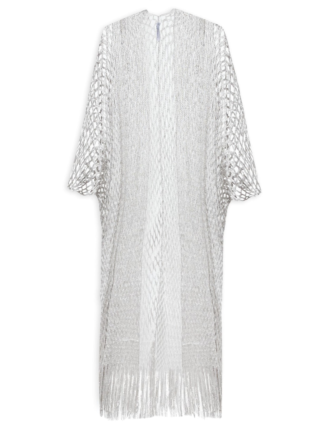 Saída De Praia Kimono Em Tricot - Prata