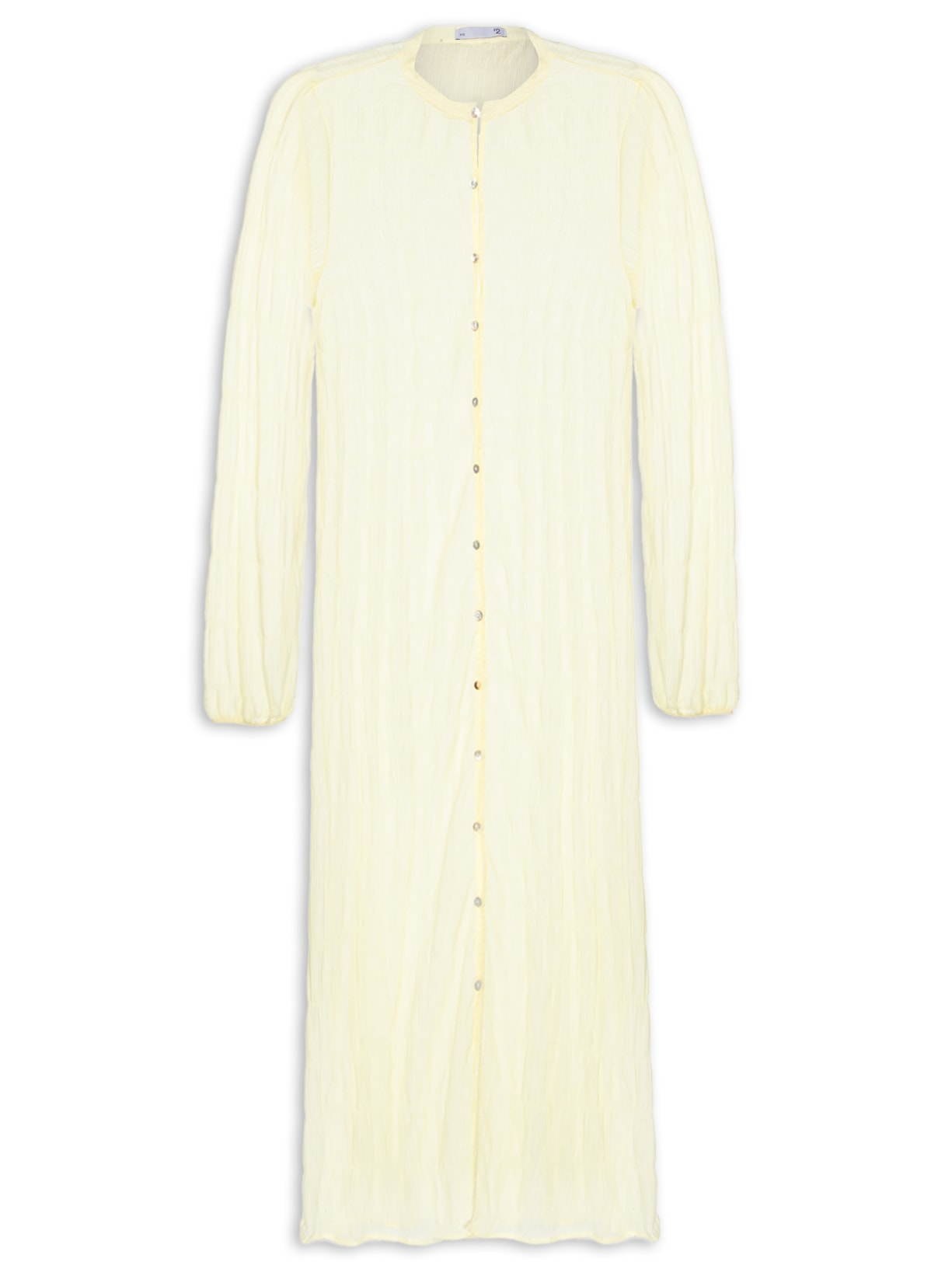 Saída De Praia Longa Com Botões Frontais - Amarelo