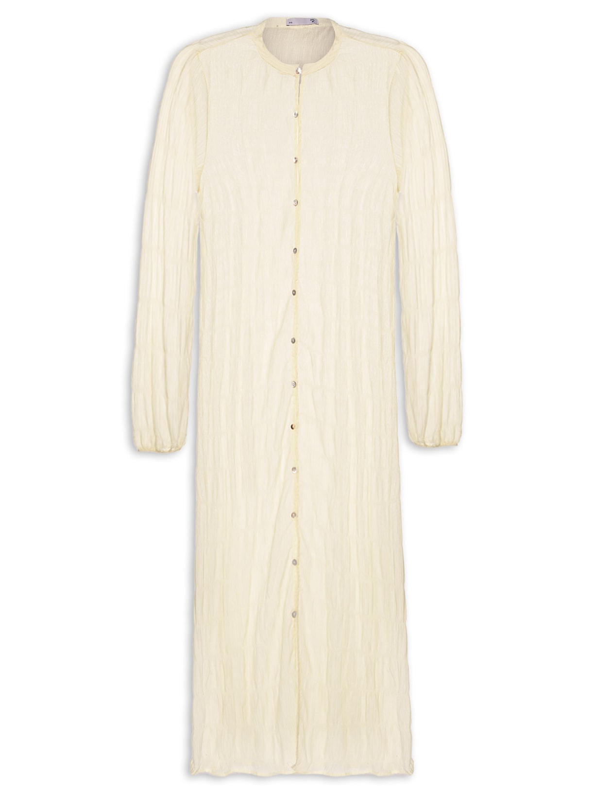 Saída De Praia Longa Com Botões Frontais - Bege