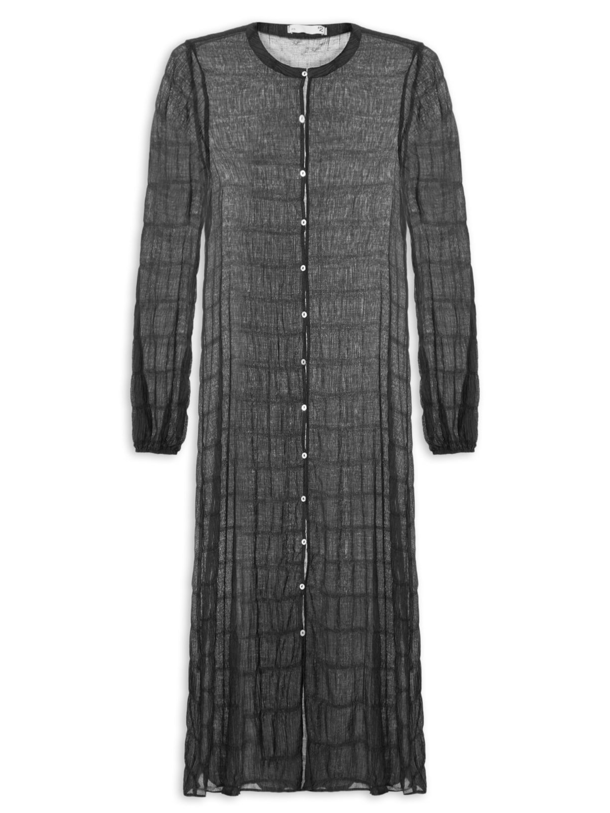 Saída De Praia Longa Com Botões Frontais - Preto