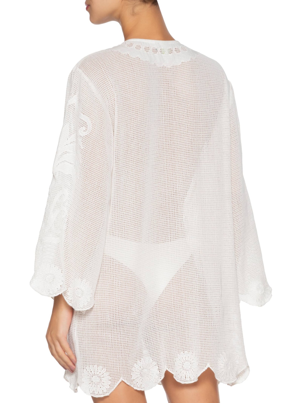 Saída Feminina Caftan Tela Listra Tropical Off White Farm Praia