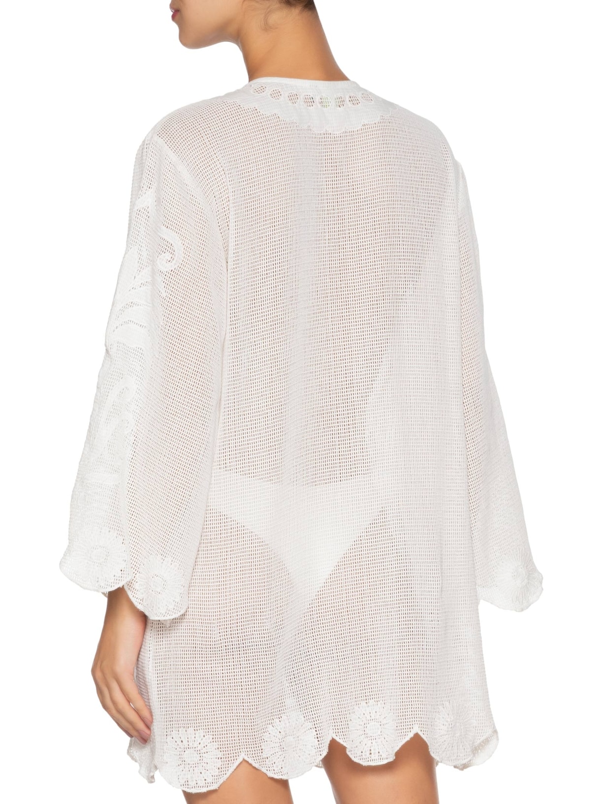 Saída Feminina Caftan Tela Listra Tropical Off White Farm Praia