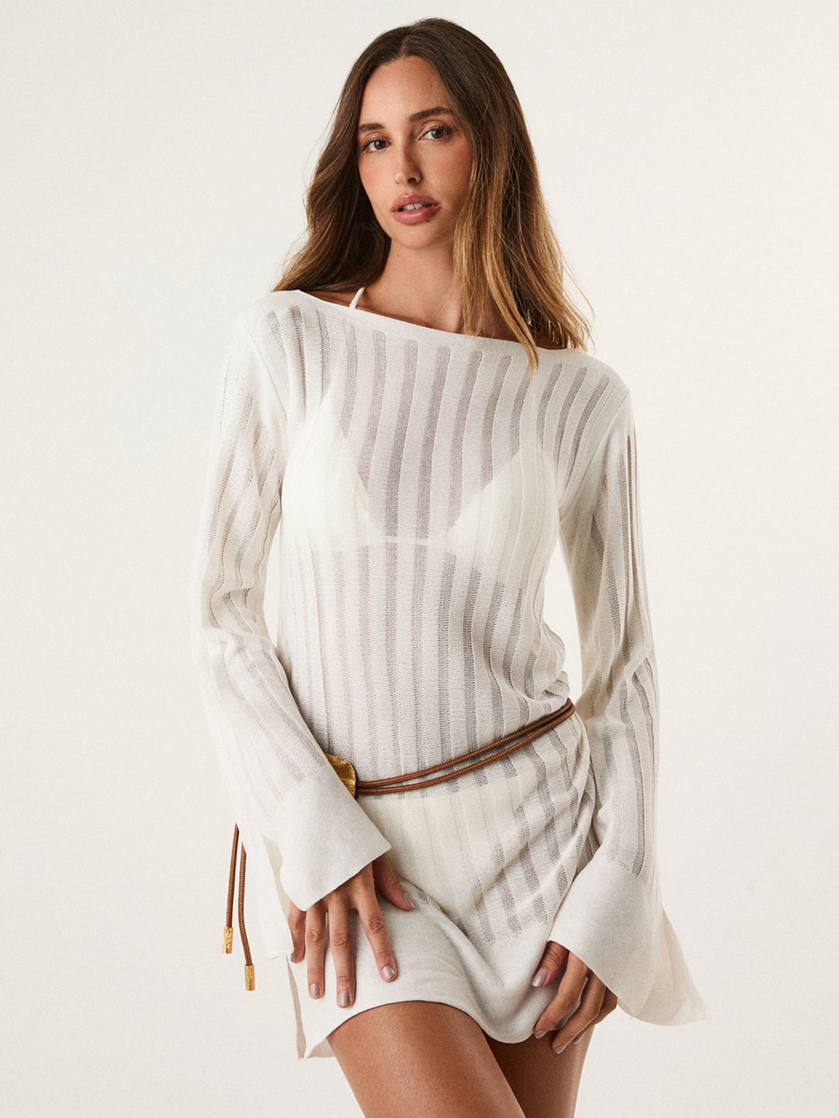Saída Feminina Curta Estela Tricot – Branco Vix