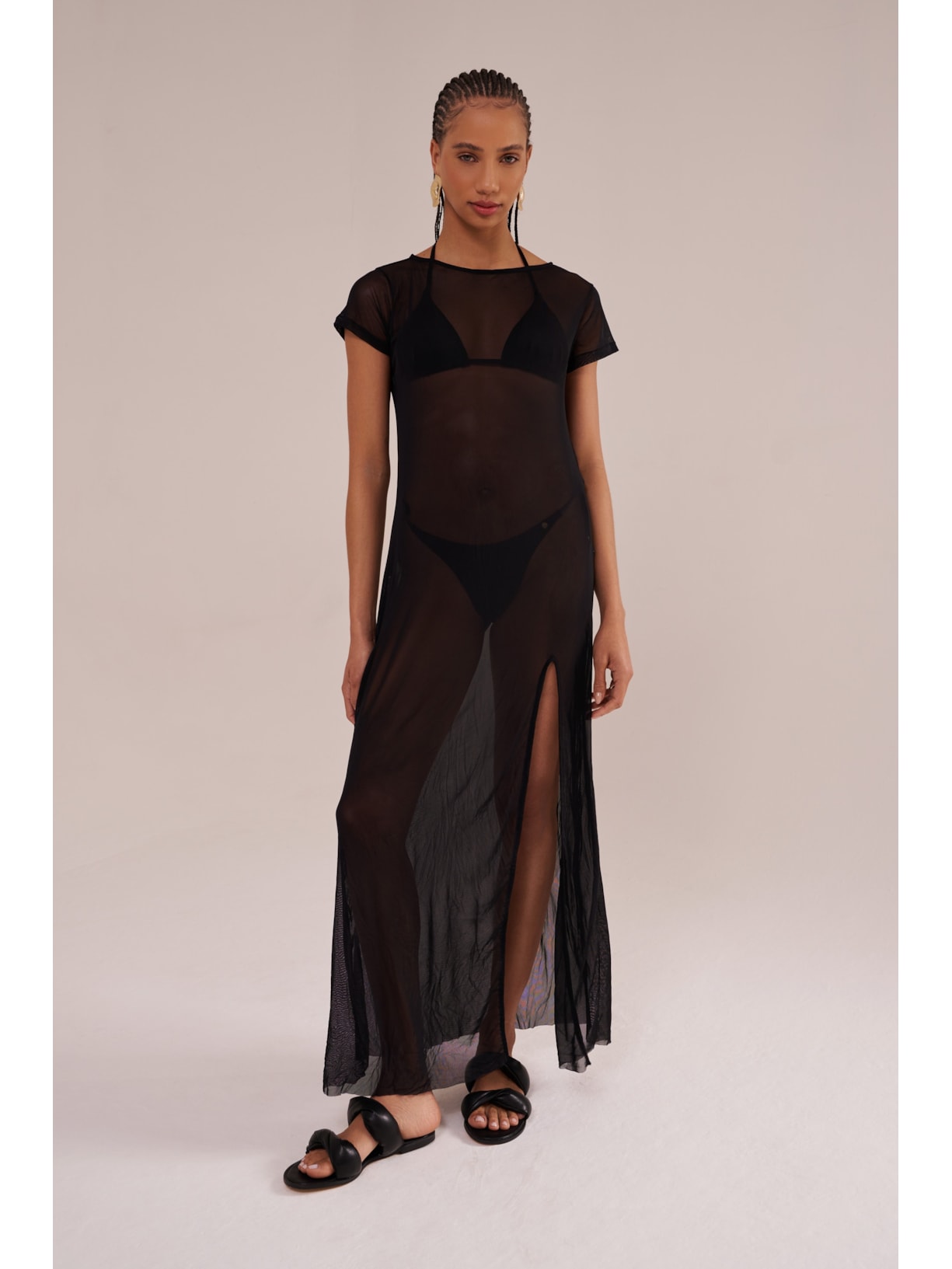 saída longa em tule canoa preta Suntime