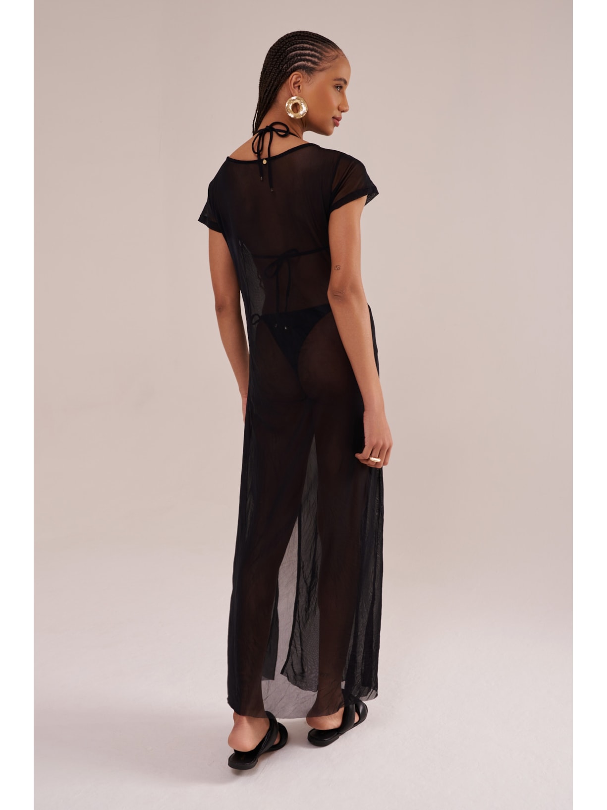 saída longa em tule canoa preta Suntime