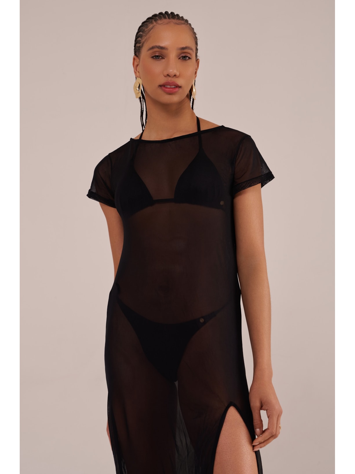 saída longa em tule canoa preta Suntime