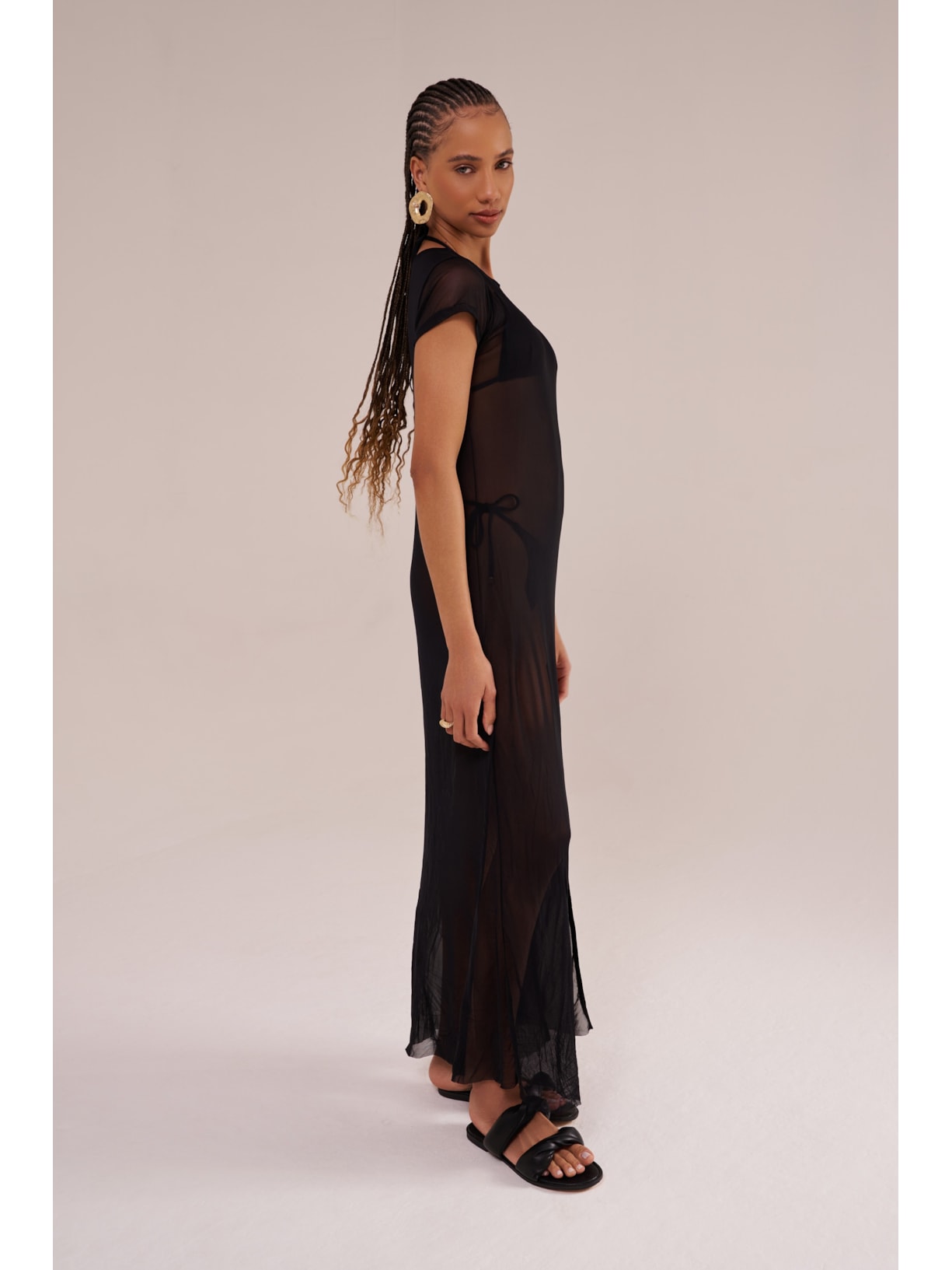 saída longa em tule canoa preta Suntime