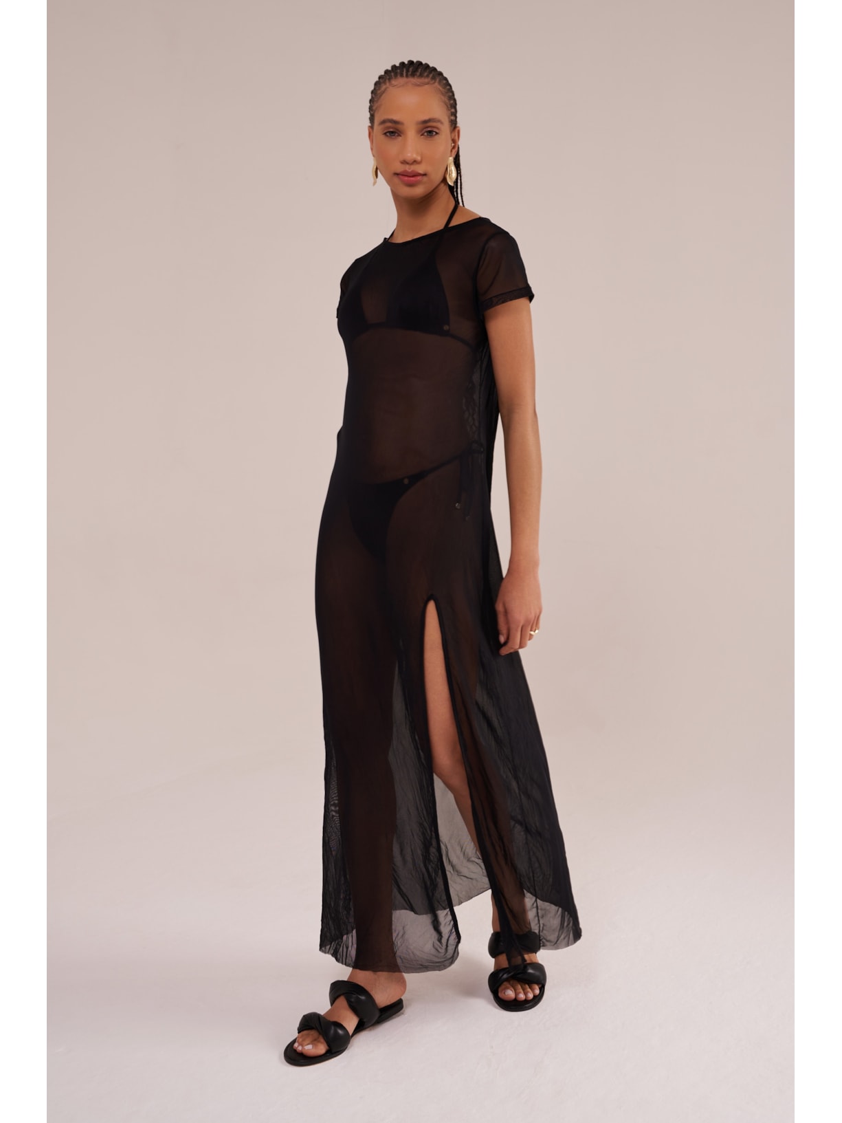 saída longa em tule canoa preta Suntime