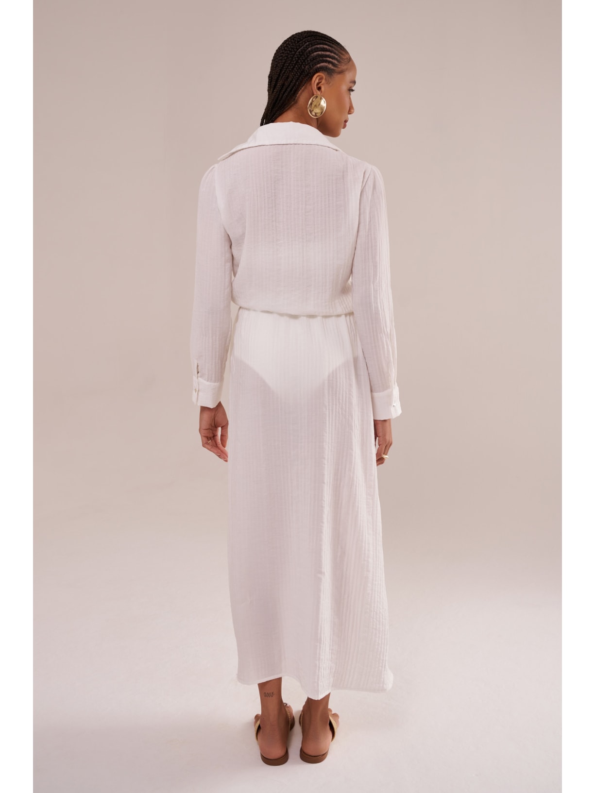 saída longa mykonos manga longa rayon off white Suntime