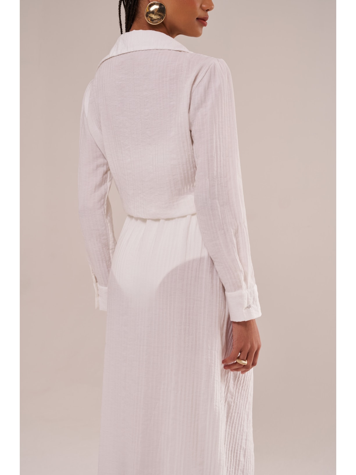 saída longa mykonos manga longa rayon off white Suntime