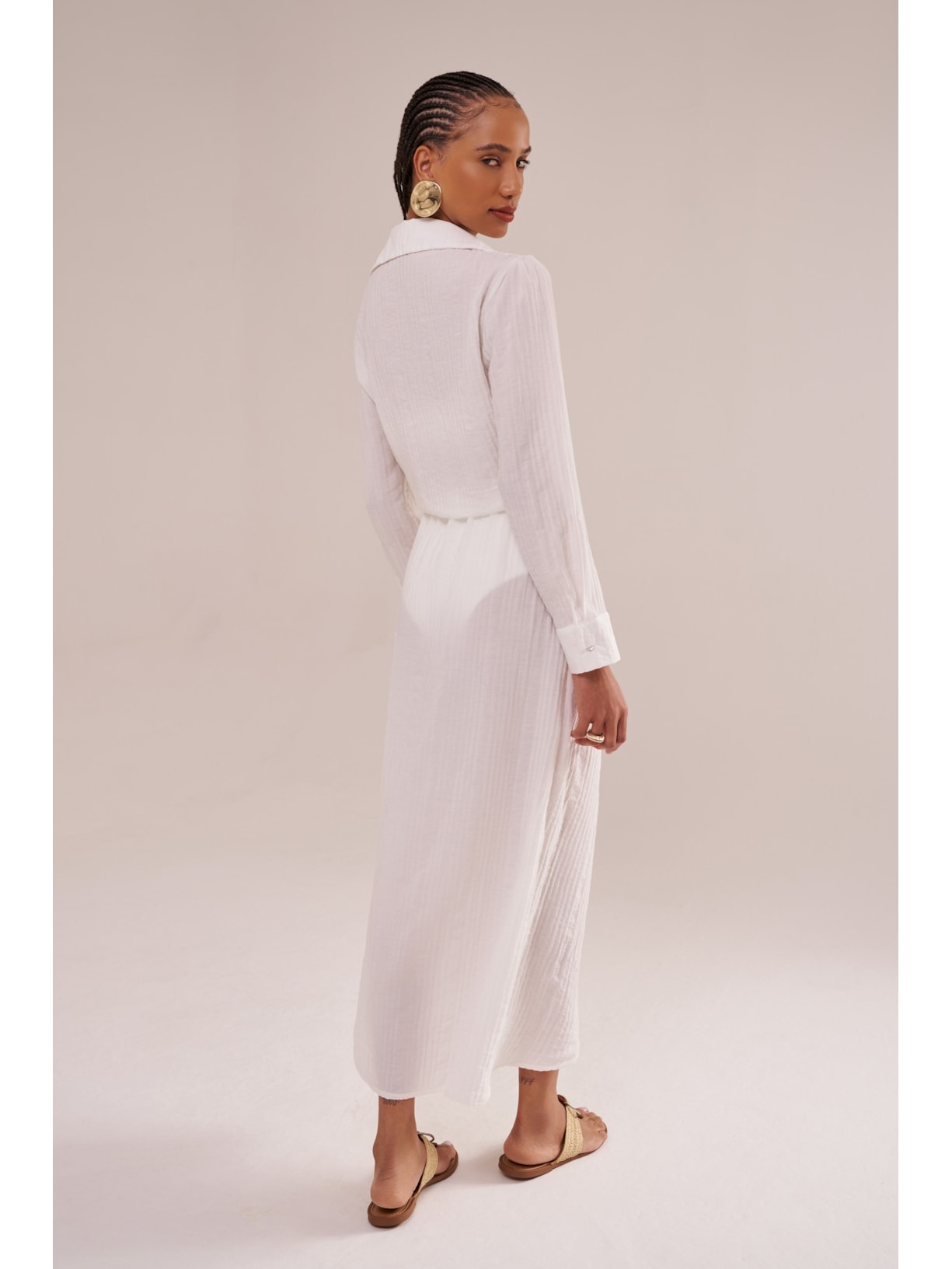 saída longa mykonos manga longa rayon off white Suntime