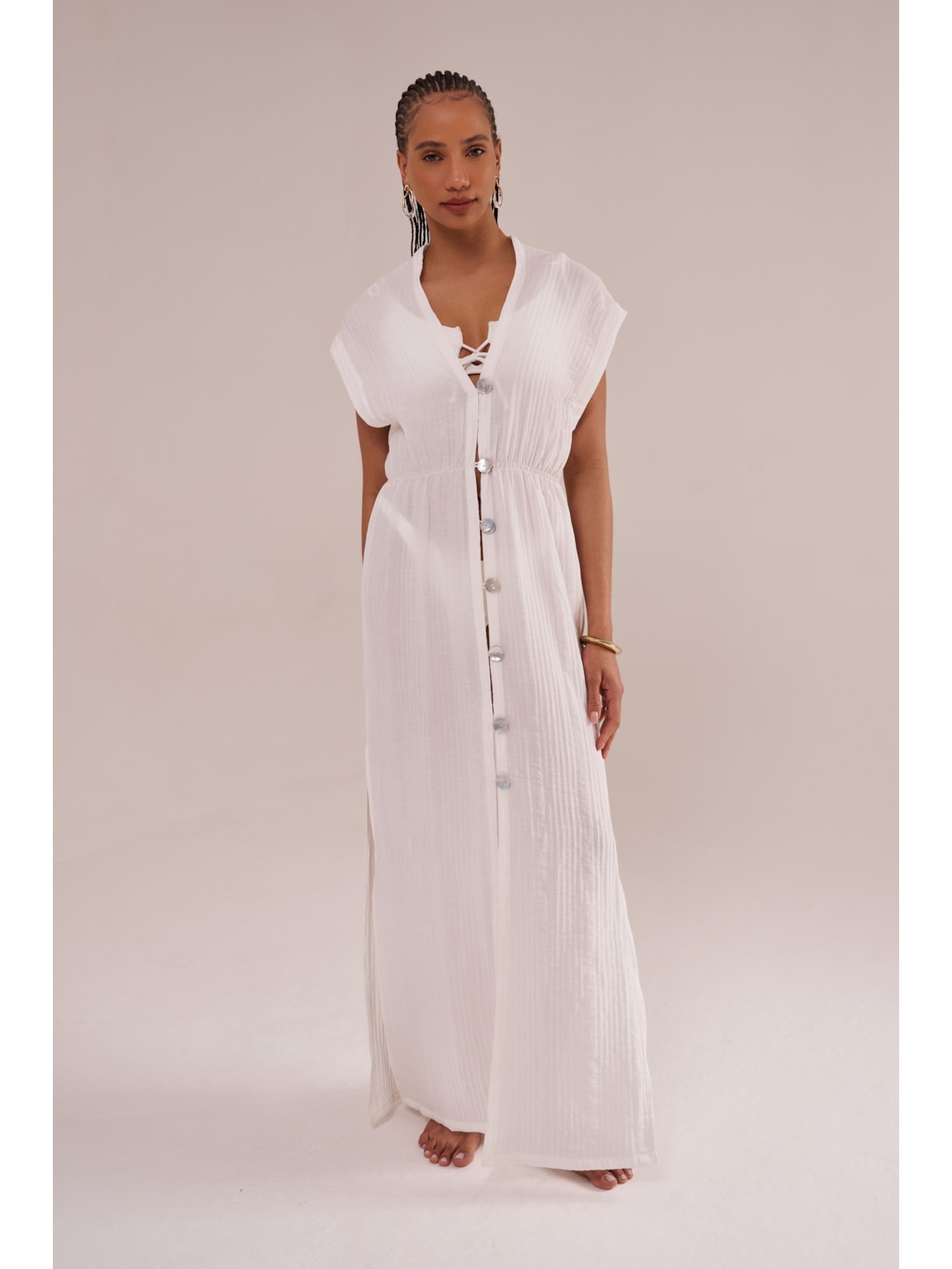 saída manga curta mykonos rayon off white Suntime