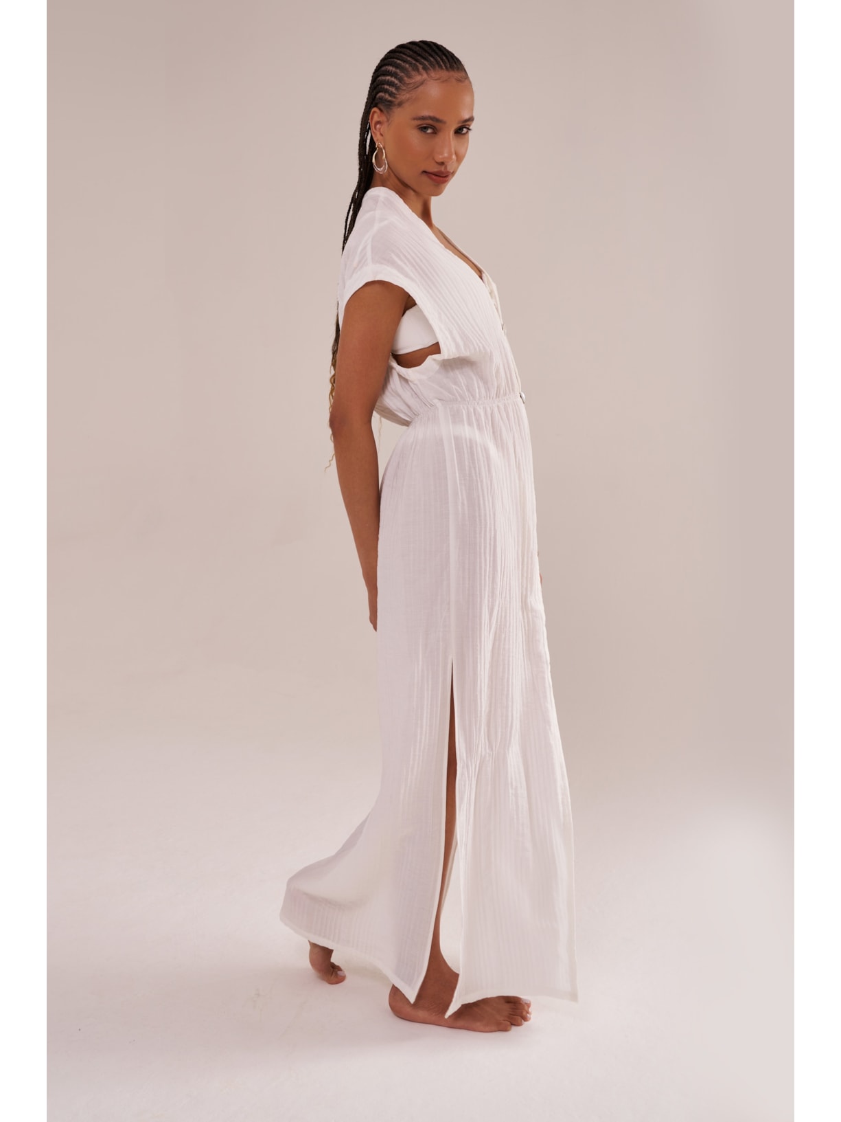 saída manga curta mykonos rayon off white Suntime