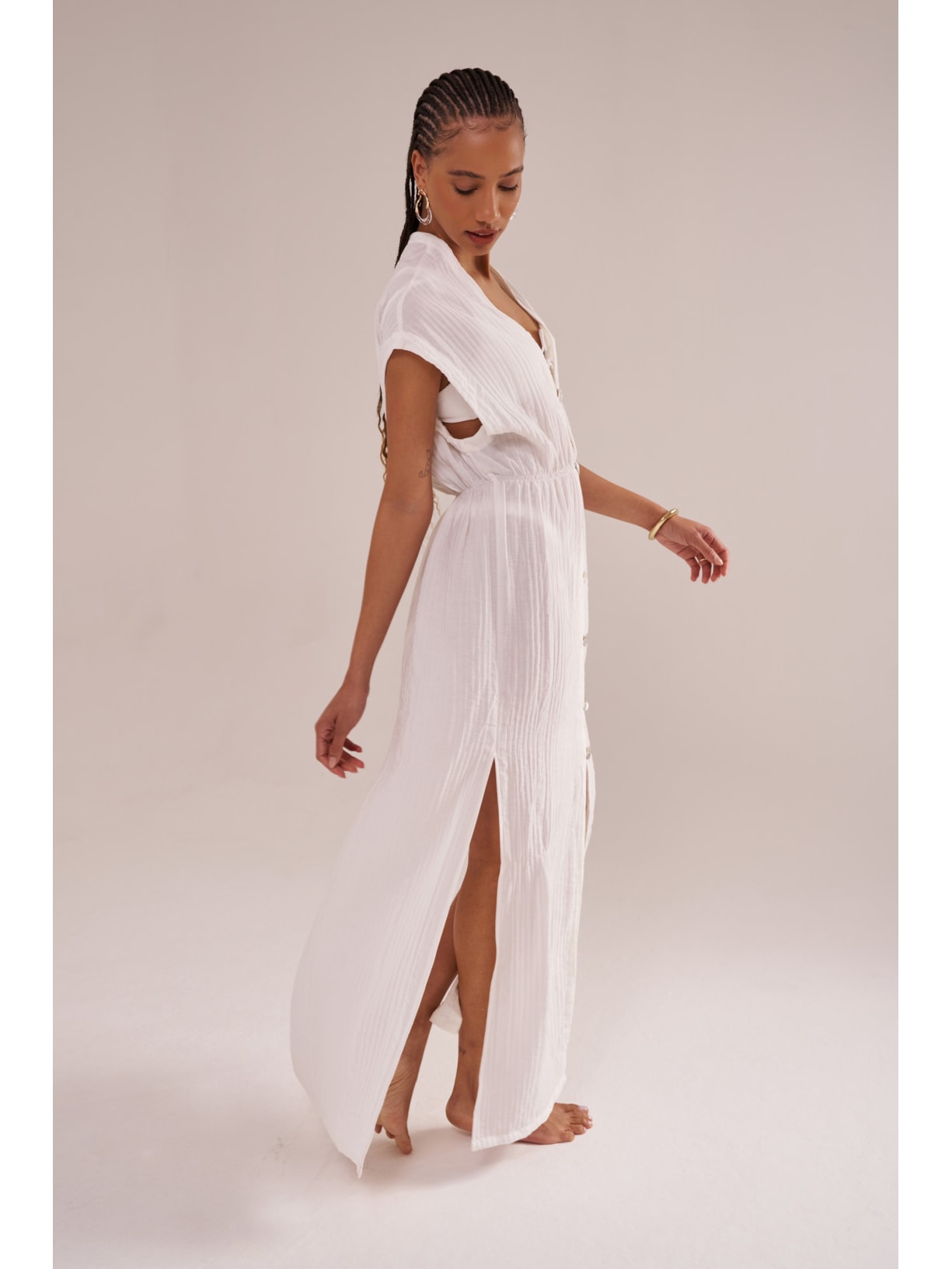 saída manga curta mykonos rayon off white Suntime