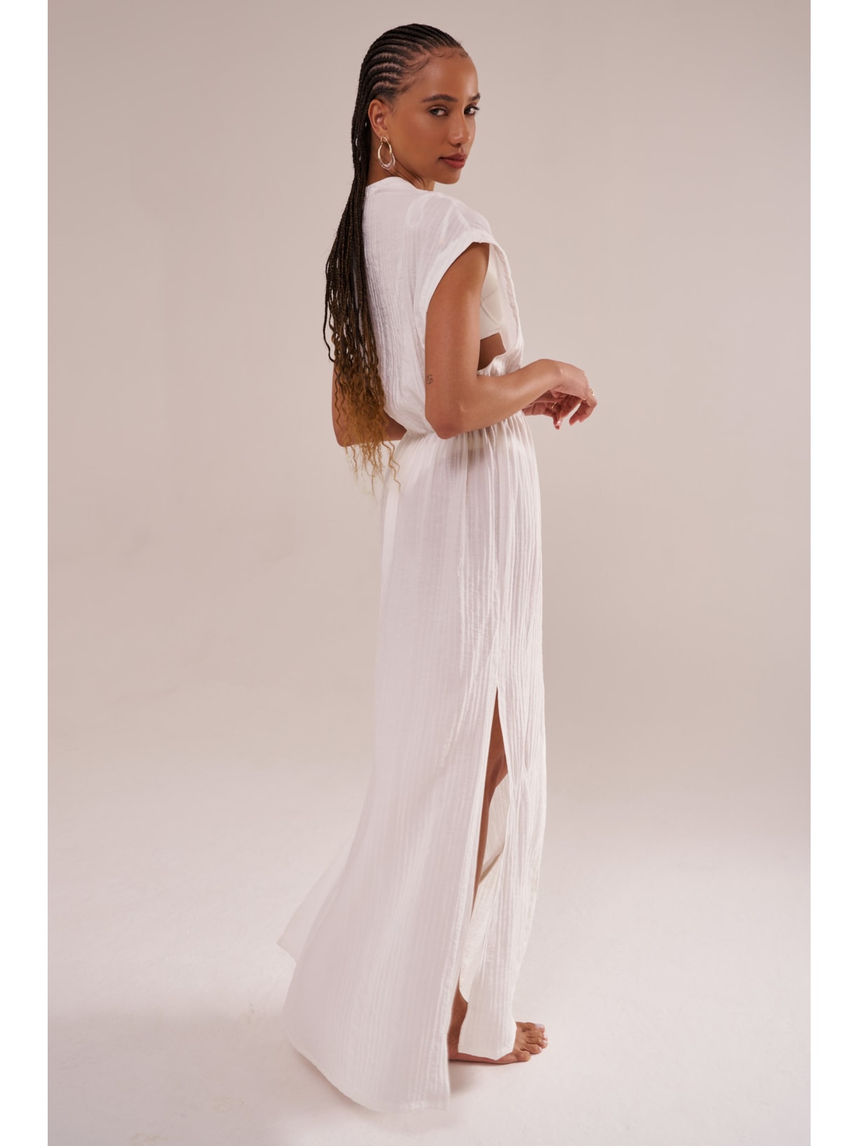 saída manga curta mykonos rayon off white Suntime