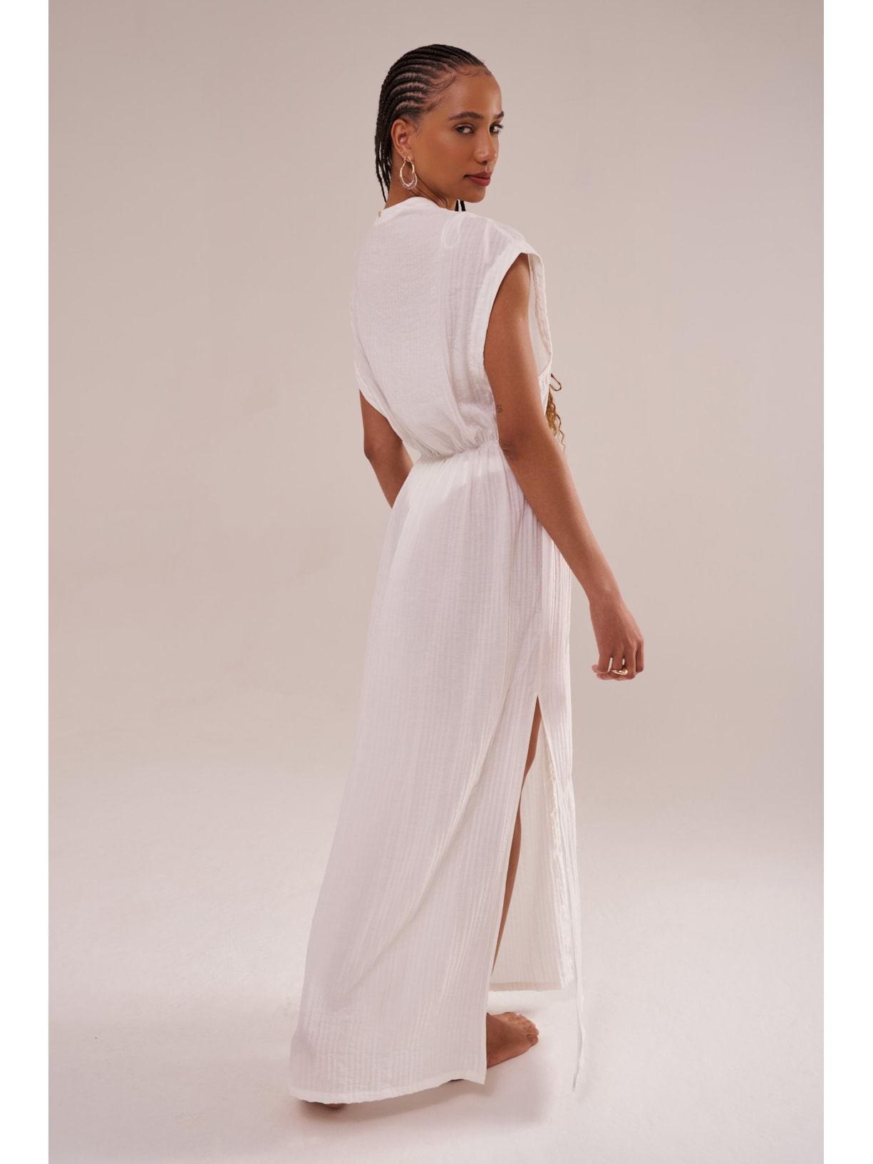 saída manga curta mykonos rayon off white Suntime