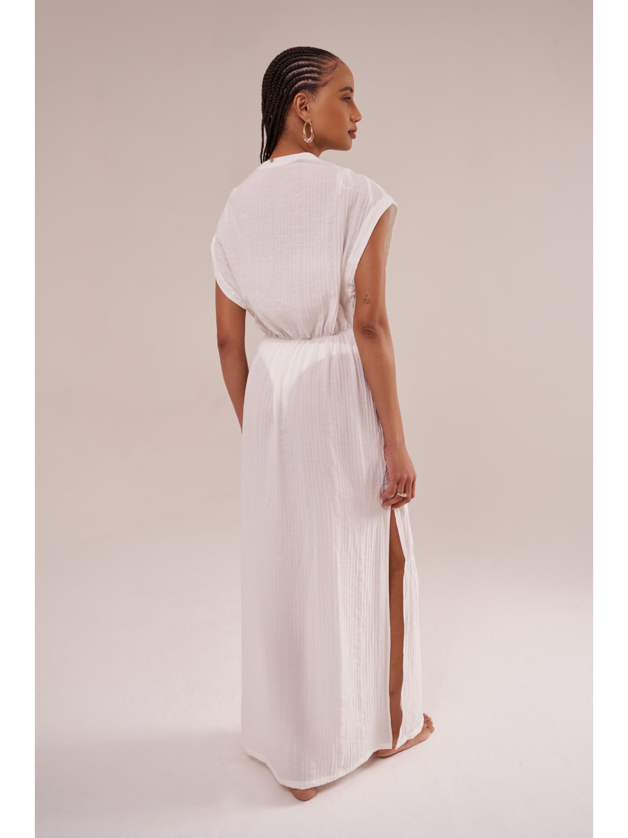 saída manga curta mykonos rayon off white Suntime