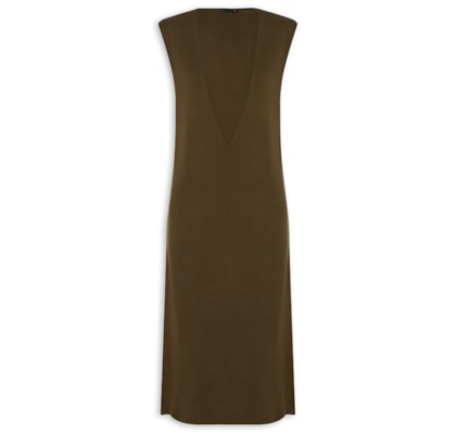 Salopete Midi Em Tricot - Marrom