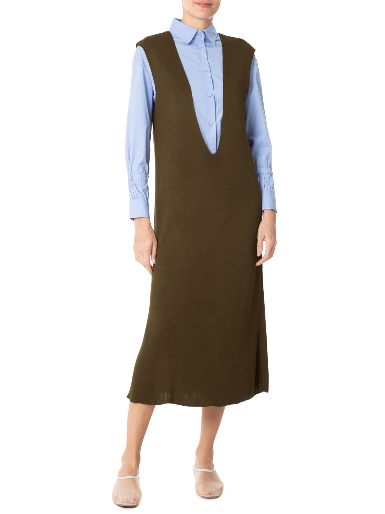 Salopete Midi Em Tricot Marrom '2Essential