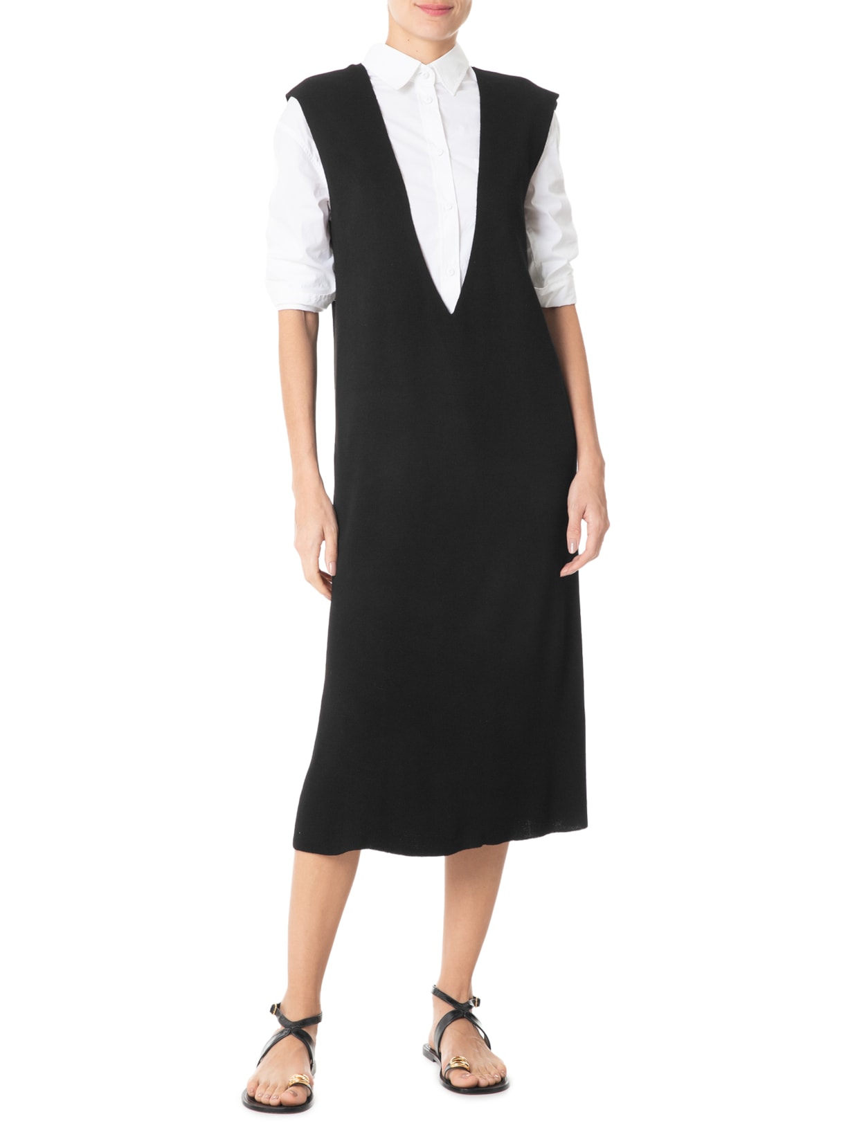 Salopete Midi Em Tricot Preto '2Essential