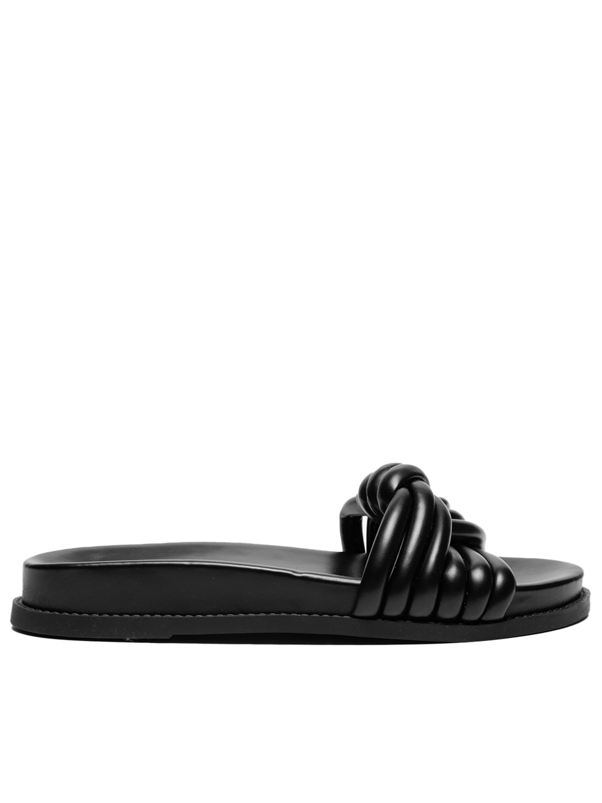 Sandáia Feminina Papete Tiras Torcidas - Preto