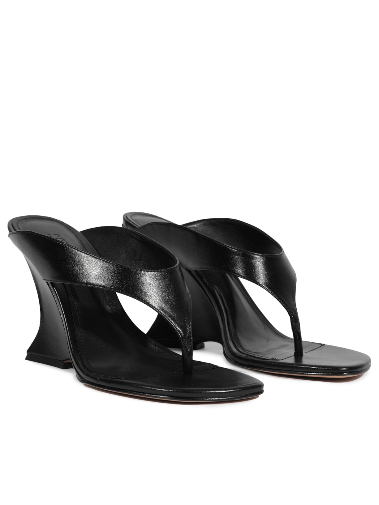 Sandália Anabela Maya Couro Preta Schutz