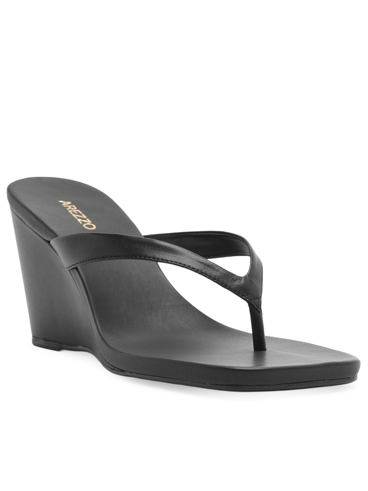 Sandália Anabela Tiras Thong Preto Arezzo