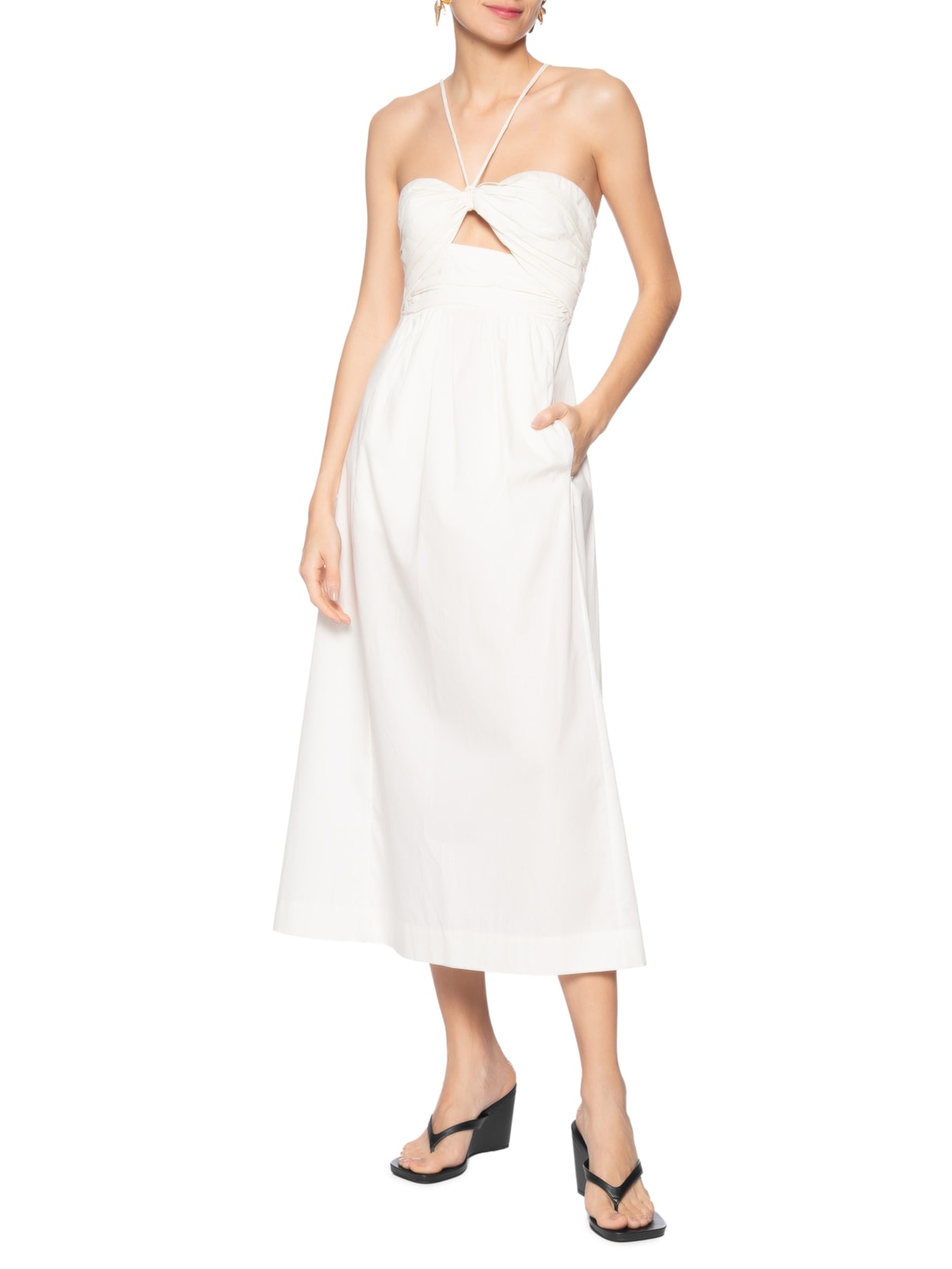 Sandália Anabela Tiras Thong Preto Arezzo