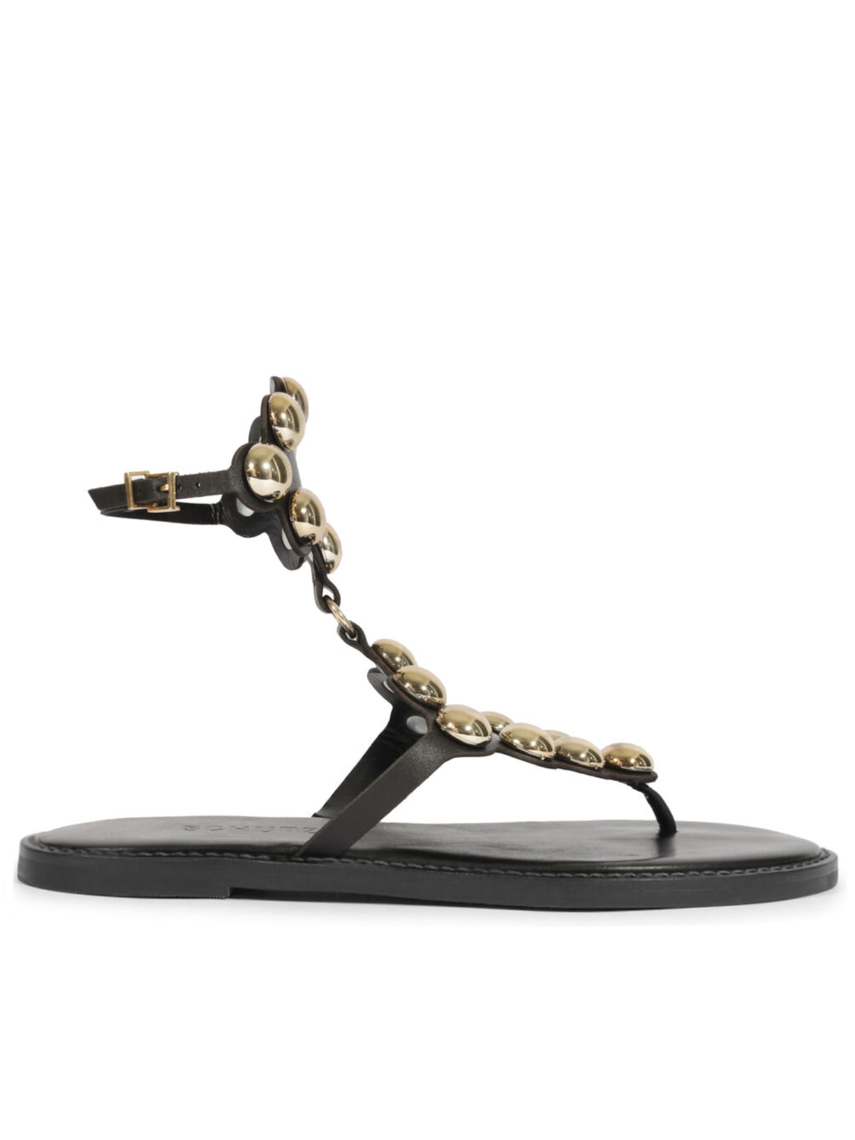 Sandália Couro Flat - Preto