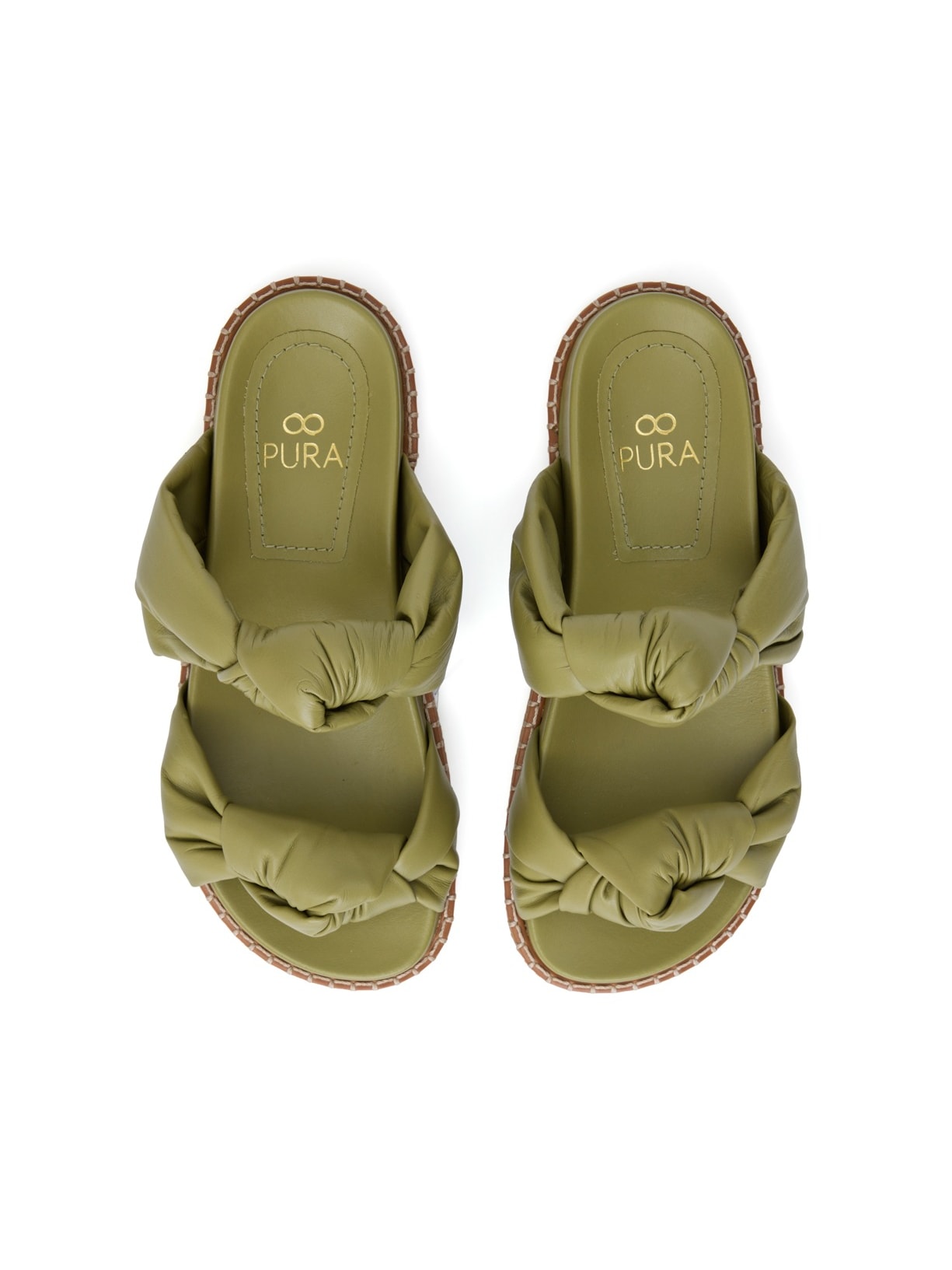 Sandália Couro Papete Leticia Pistache Pura