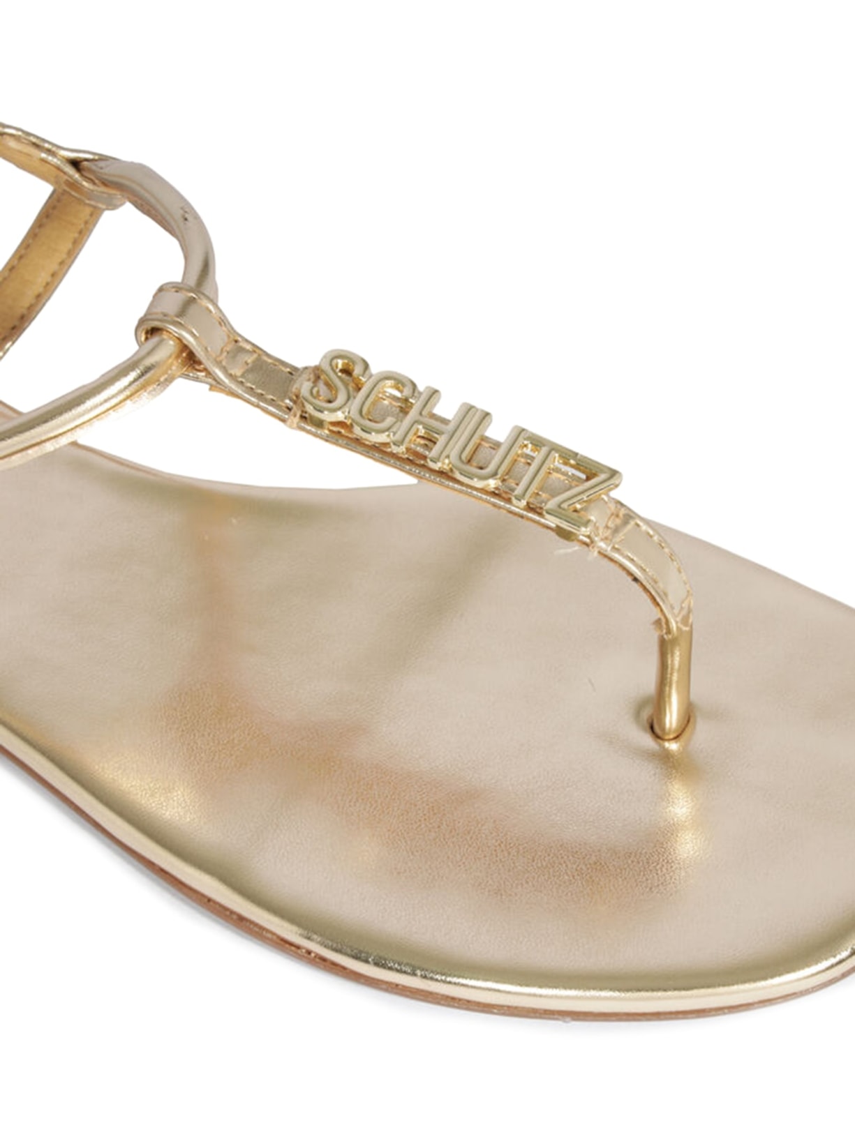 Sandália Feminia Rasteira Dourado Schutz