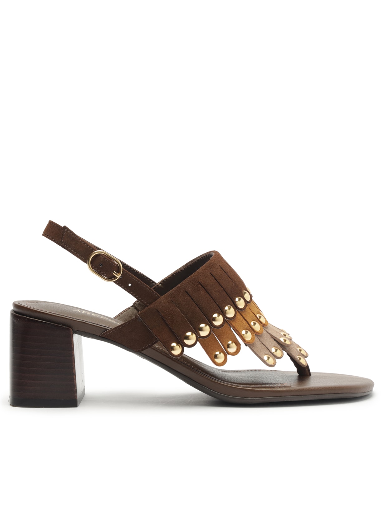 Sandália Feminina Acamurçada Bloco Franjas Mix - Marrom