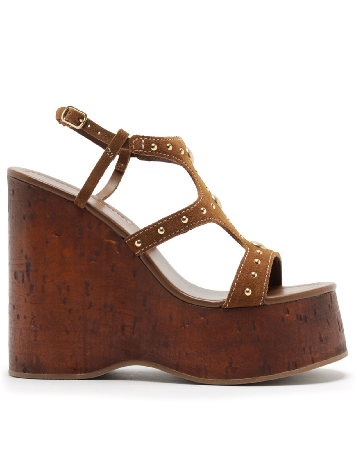 Sandália Feminina Acamurçada Plataforma Recortada Marrom Arezzo