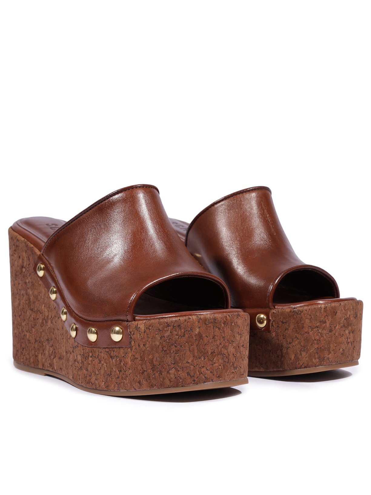 Sandália Feminina Anabela Couro Marrom Schutz