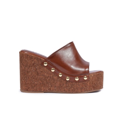 Sandália Feminina Anabela Couro - Marrom