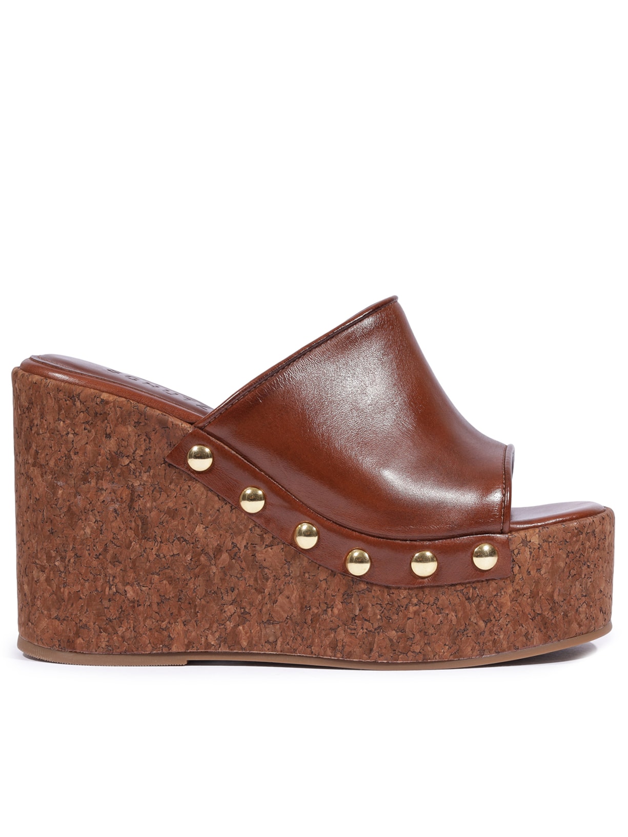 Sandália Feminina Anabela Couro - Marrom