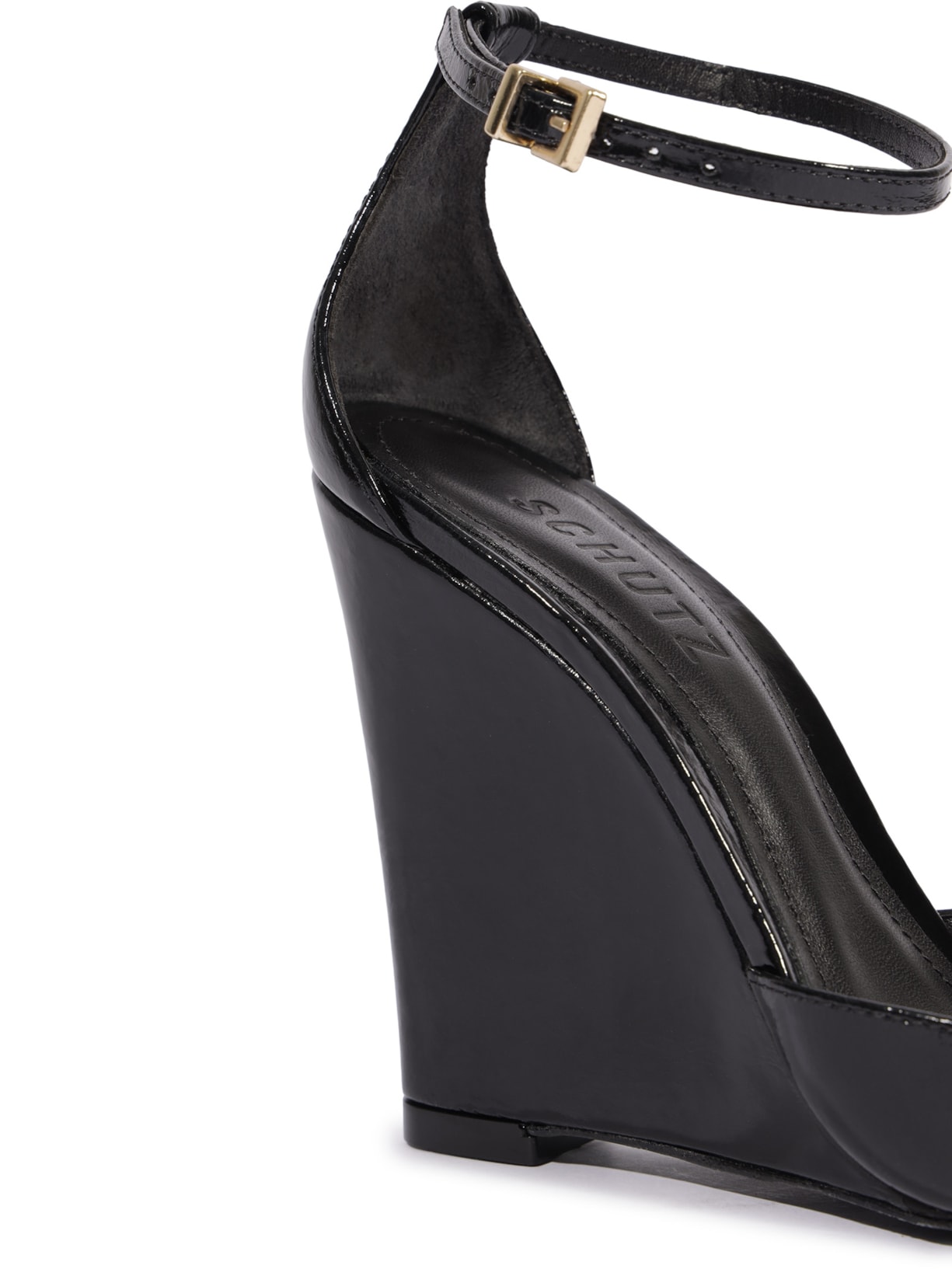 Sandália Feminina Anabela Couro Preto Schutz
