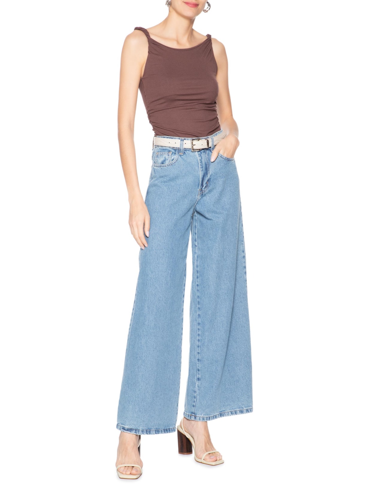 Sandália Feminina Bloco Andy Couro Branco Schutz + Nati Vozza