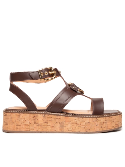 Sandália Feminina Box Leather - Marrom
