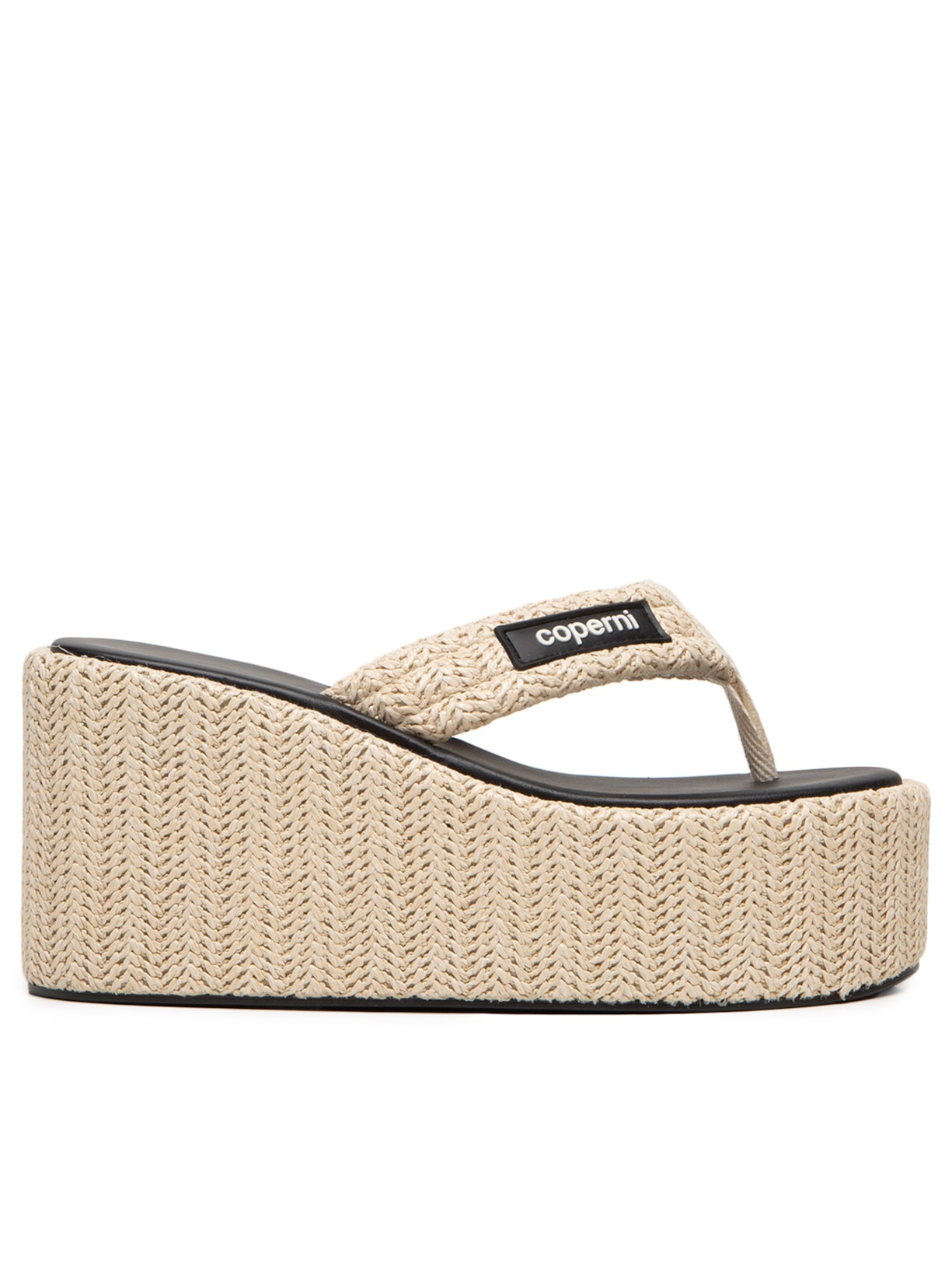 Sandália Feminina Branded Raffia Wedge - Bege