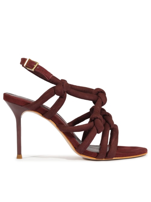 Sandália Feminina Camurça Salto Alto Fino - Vermelho
